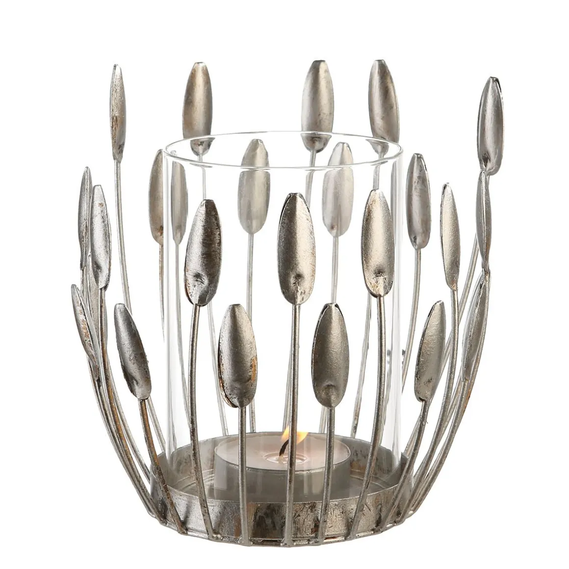 Windlicht aus Metall antiksilber
