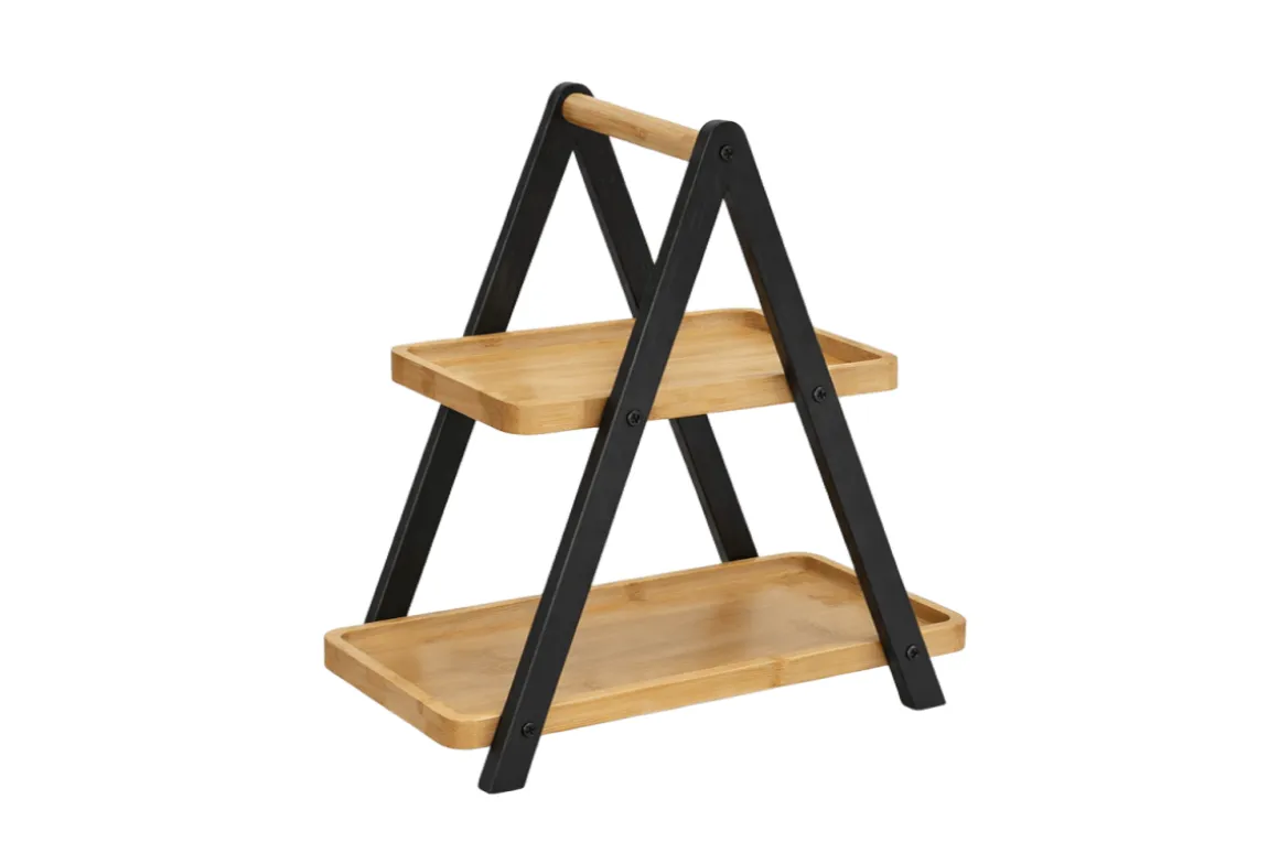Zeller Etagere Bambus Schwarz